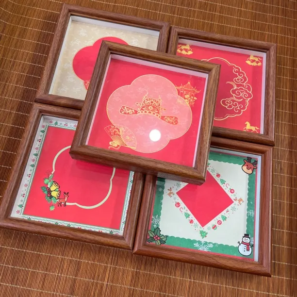 问纸楼·方6寸（15*15cm）花梨色玻璃画框搭配斗方卡纸半生熟（5套）
