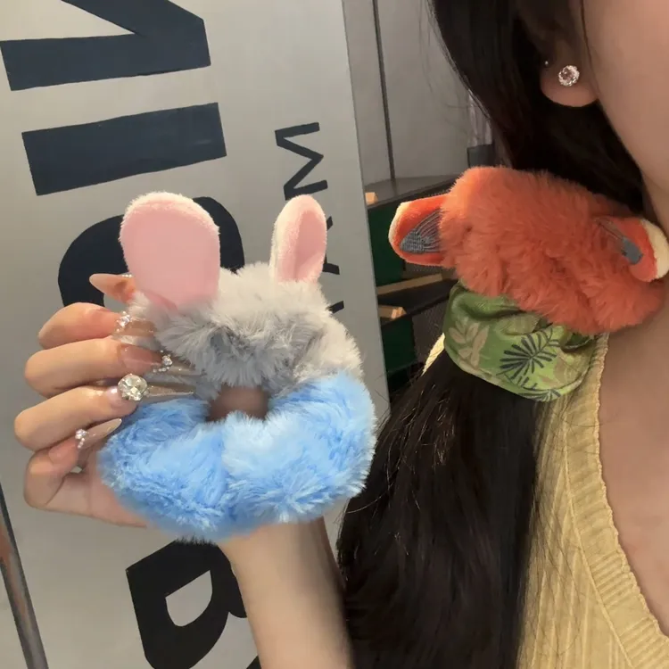 卡通疯狂动物城朱迪尼克毛绒发圈头绳可爱少女扎头皮筋马尾发饰