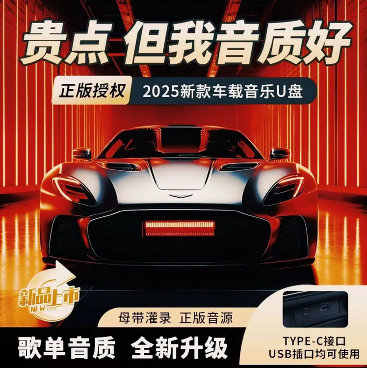 【正版授权】豪华版 车载U盘 新歌单 母带音源灌录 歌单音质升级