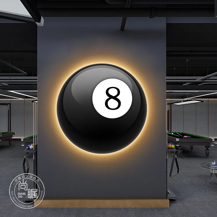 led发光台球室装饰画俱乐部背景墙灯画轻奢桌球厅斯诺克房间壁画