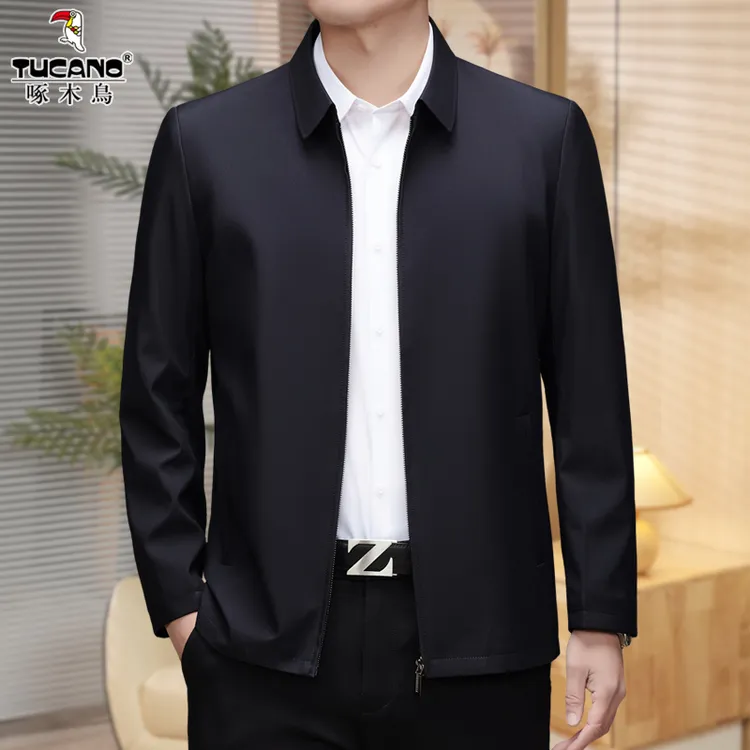 啄木鸟品牌【高定新品】2025秋冬加厚休闲夹克男士高档行政商务外套