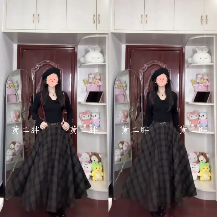茶歇法式高腰半身裙女2025新款春秋今年流行的漂亮裙子设计感长裙