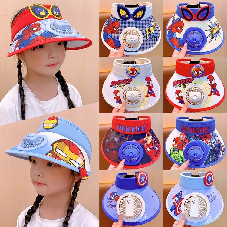 儿童帽子男女童防晒帽夏季出游空顶太阳帽男孩太阳能带风扇遮阳帽