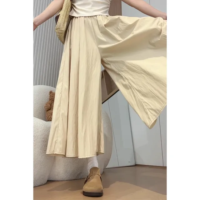 杏色山本裙裤女2025新款夏季薄款高腰a字半身裙垂感冰丝阔腿裤裙