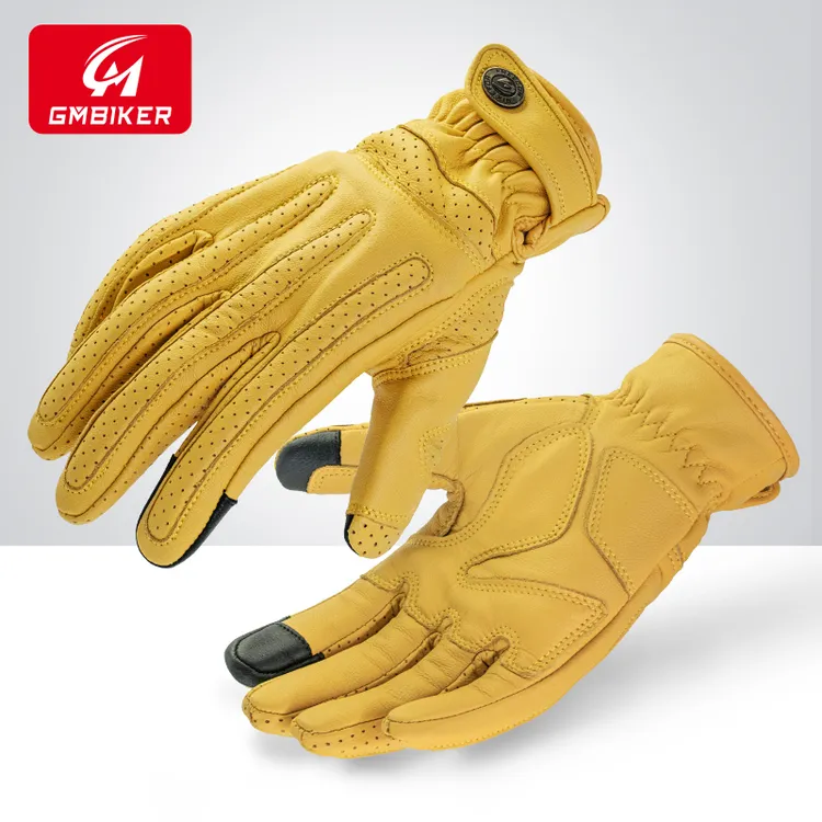 摩托车手套复古巡航哈雷真皮羊皮防摔透气夏摩旅骑行骑士机车装备