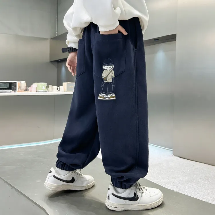 儿童运动卫裤男童裤子中大童长裤男孩小学生时髦休闲宽松潮牌收口