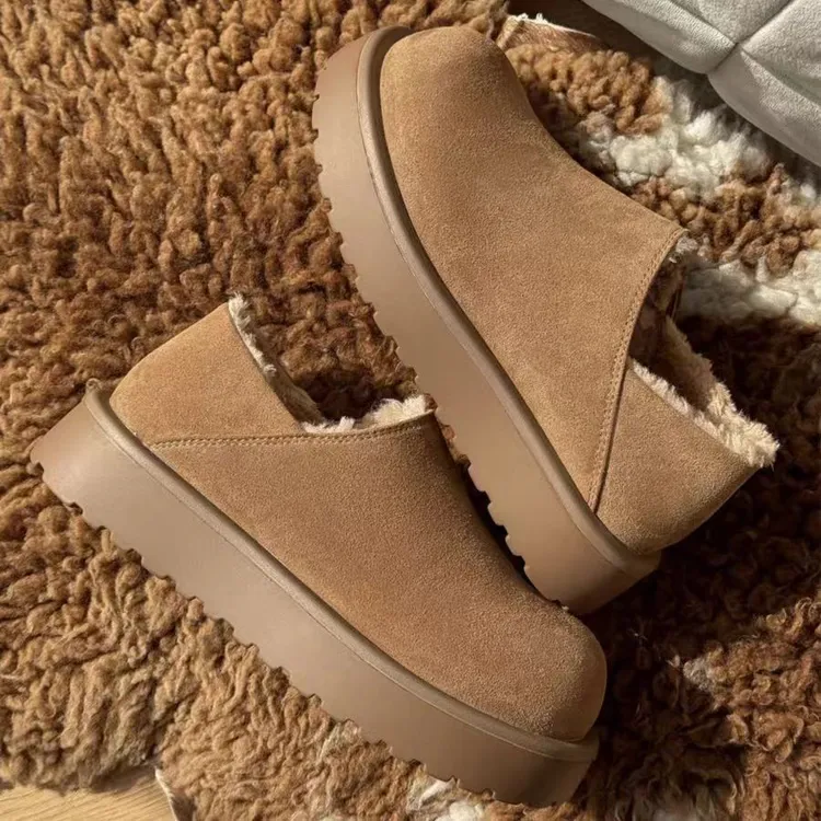 冬季加绒小土豆厚底增高全包勃肯鞋男女保暖舒适休闲情侣雪地靴