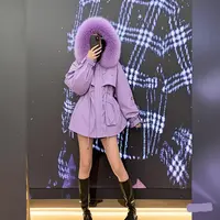【万人迷】海宁皮草女新款狐狸毛领兔毛内胆可拆卸派克服Y2366