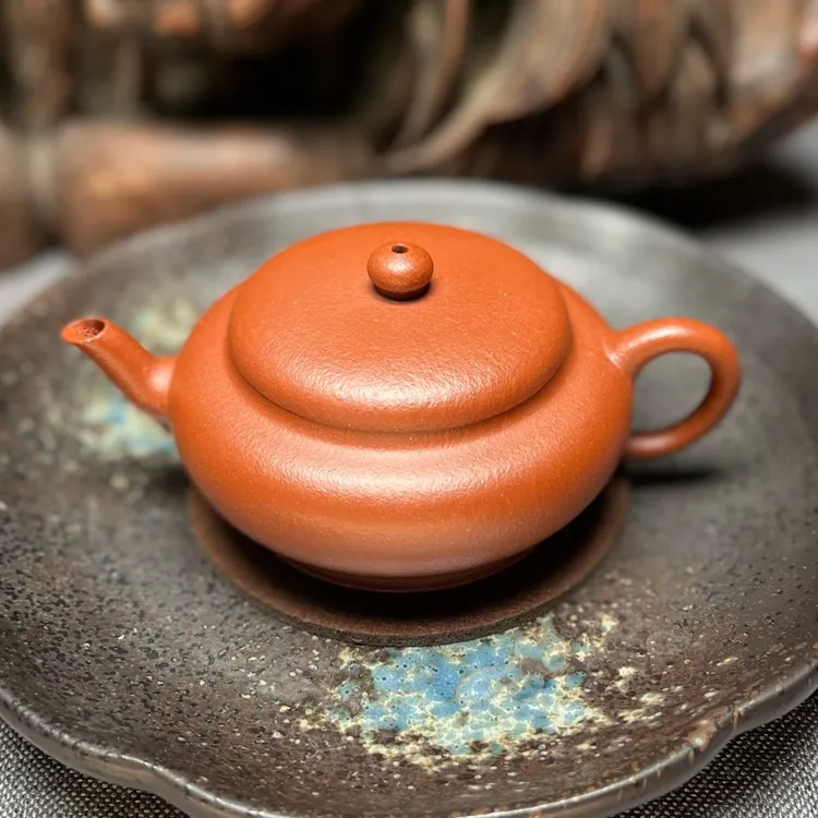 宜兴紫砂壶薄胎精工矮宫灯壶140cc原矿红降坡纯手工中国风茶壶