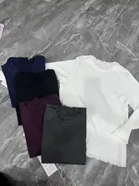 大码女装-6952女韩版内搭显瘦长袖圆领纯色秋冬内搭白色T恤