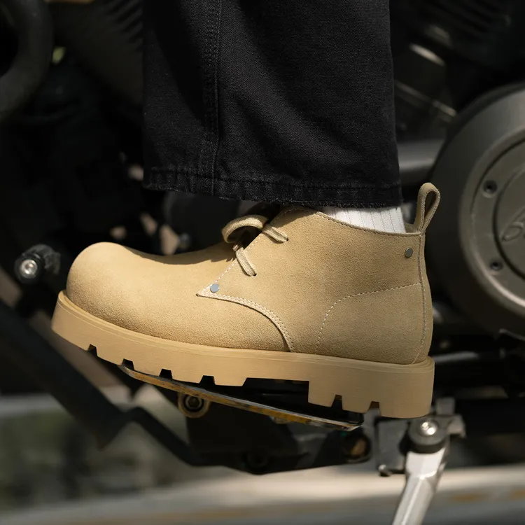 MRA米奇马丁靴男鞋中帮厚底德比鞋复古工装靴大黄靴圆头大头皮鞋