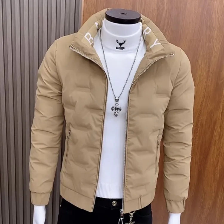 冬季新款男士棉服外套立领修身痞帅百搭休闲韩版纯色潮流棉衣外套