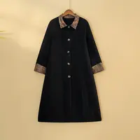 水如画【晚秋】秋冬双面呢大衣宽松中长款新中式毛呢上衣外套风衣