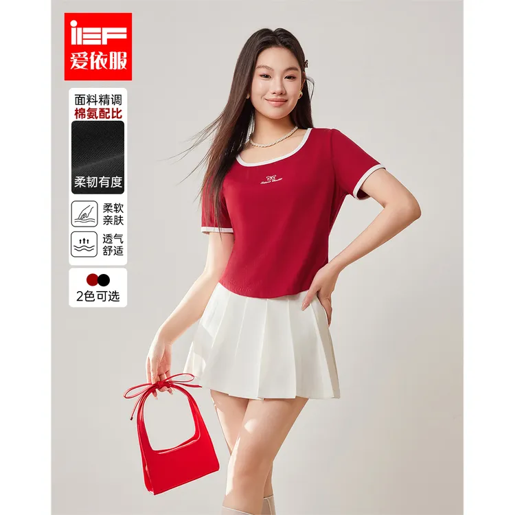 IEF/爱依服2025夏季新款休闲简约小众设计T恤【牛仔定制】流光风