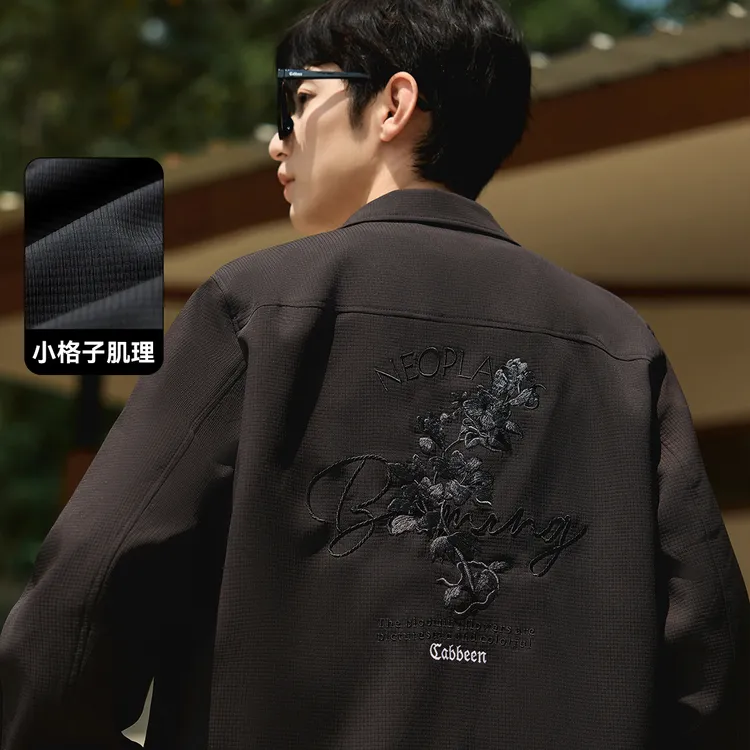 卡宾官方旗舰店男士外套花卉高级感国风刺绣秋冬翻领休闲时尚夹克