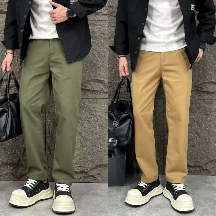 复古纯棉宽松工装裤男士春秋新款直筒休闲长裤高级感痞帅阔腿裤潮