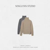 NINGLYNN STUDIO  早秋新品羊绒绞花高领针织毛衣 360295