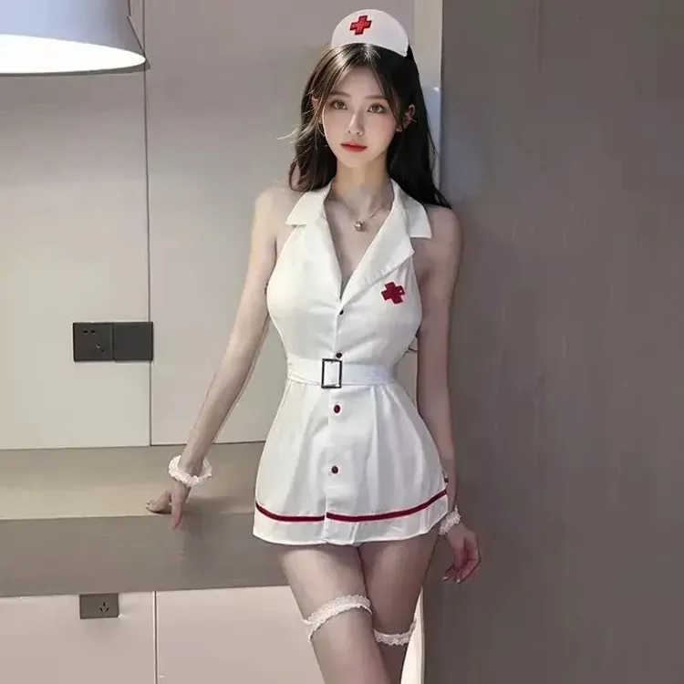 性感护士cos制服睡衣套装女纯欲风包臀睡裙角色扮演护士服cos服