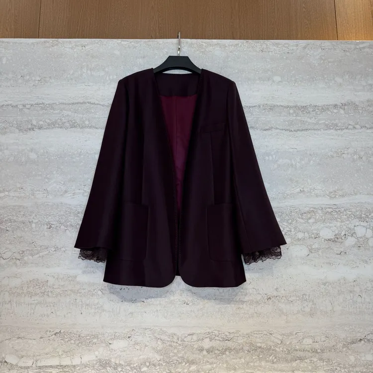 TANTAN 气质时尚休闲宽松蕾丝拼接袖西装外套4544 