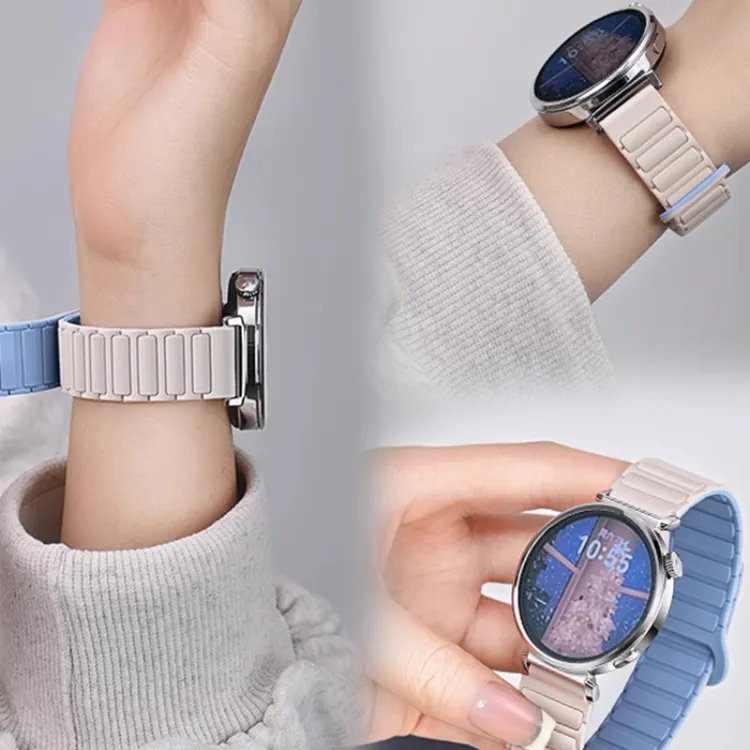 适用华为gt5/gt4张婧仪同款硅胶磁吸表带buds watch3/4腕带Fit3
