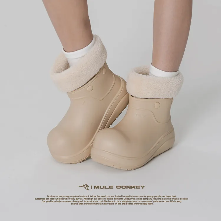 多嘴驴Donkey小丑靴系列【浅卡其】雪地靴原创设计冬天保暖防滑防水