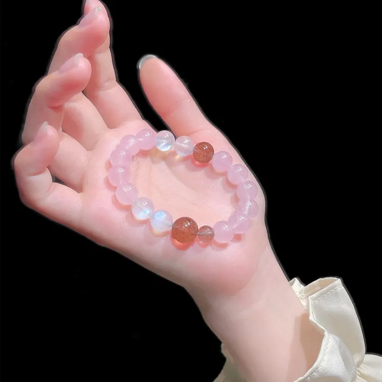白昼集/桃花坞粉晶手串/女款新中式冰透百搭显白款送女友闺蜜礼物