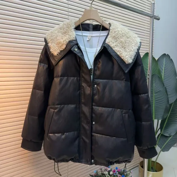 胖mm欧货时尚气质显瘦韩版法式设计感88395宽松保暖冬季加绒棉服