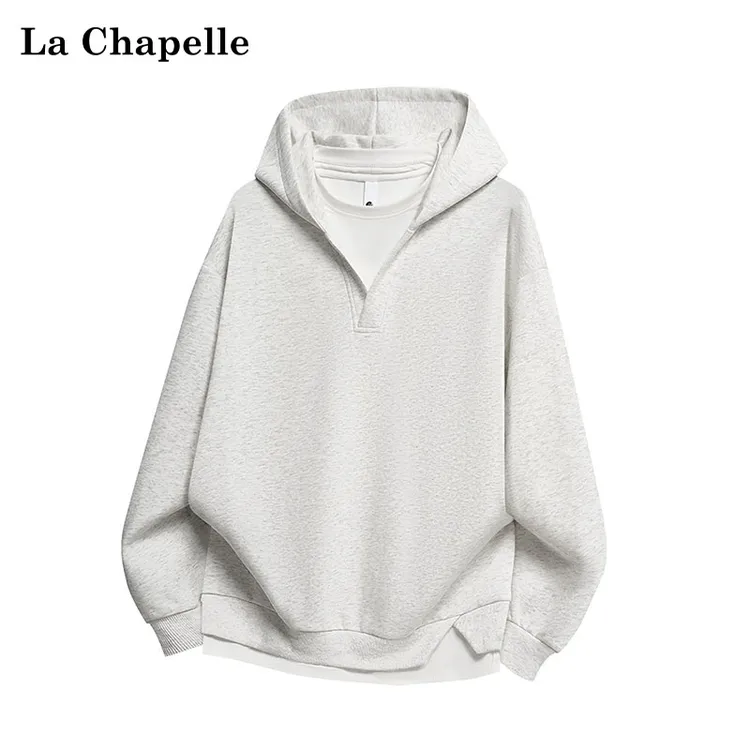 La Chapelle/拉夏贝尔秋季宽松休闲假两件纯色百搭连帽卫衣男女款
