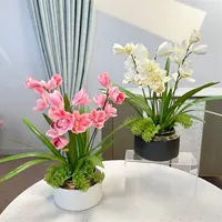 高档仿真花大蕙兰家居装饰品假花绢花客厅电视柜餐桌摆放花艺套装
