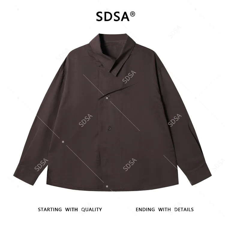 SDSA男士秋冬新款痞帅男装简约纯色单排扣长袖衬衫宽松韩版衬衣