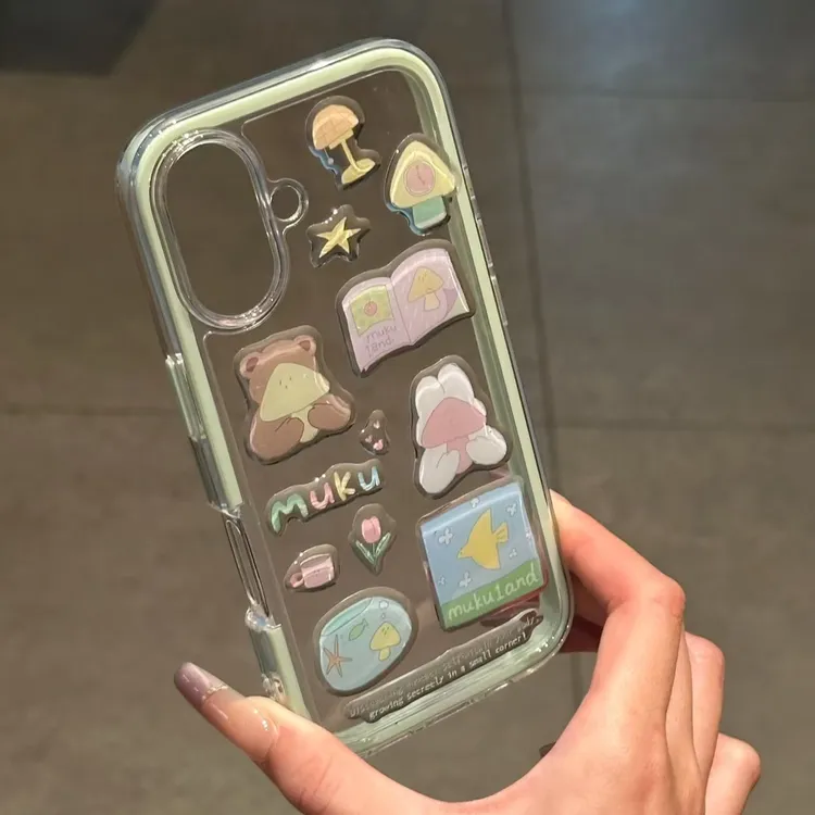 小熊滴胶贴纸适用苹果16promax手机壳12/15/13Pro/11防摔14PLUS壳