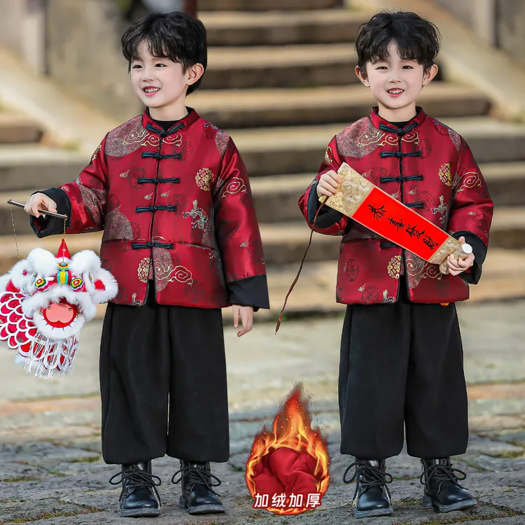 儿童冬季加厚中国风拜年服2026新款唐装宝宝古风时尚保暖两件套潮