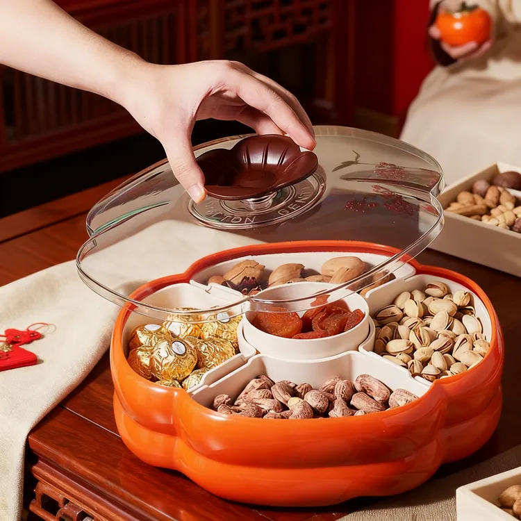 北杉事事如意干果盒家用乔迁高颜值果盘分格零食糖果盘新年干果盘