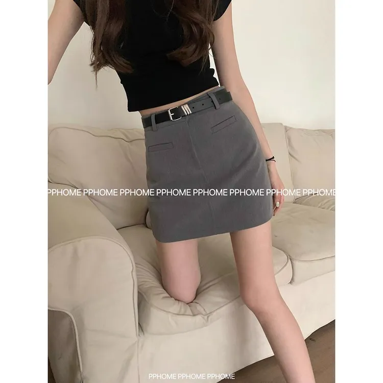 自制~A字西装裙夏季经典百搭西装短裙高腰包臀半身短裙