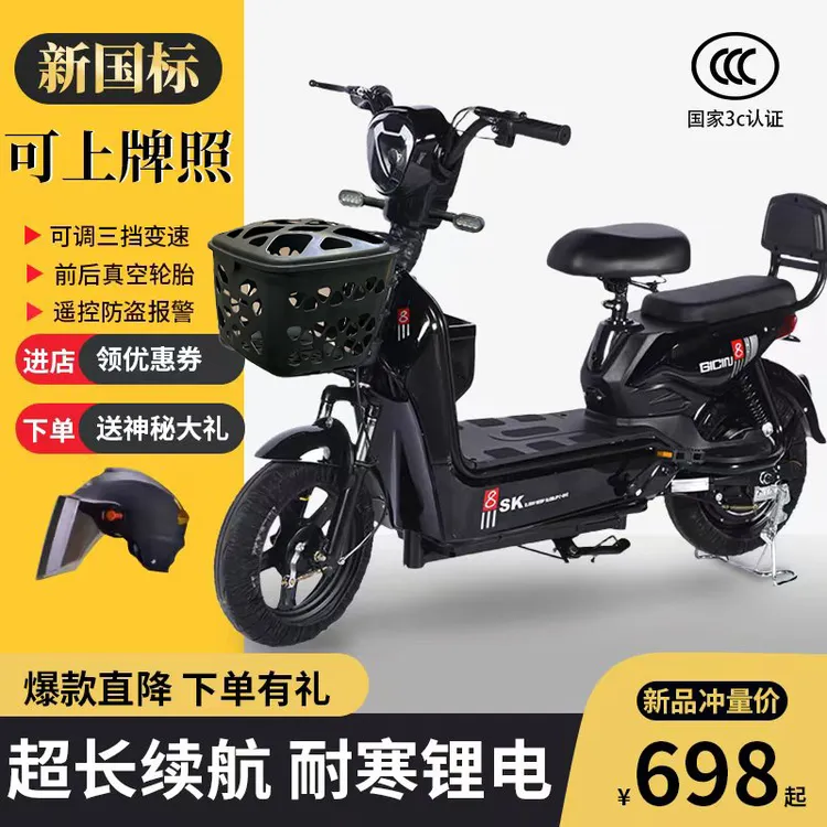 新国标电动自行车成人助力长续航大马力代步电瓶车