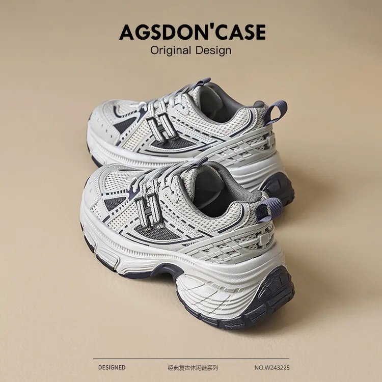 ~奥古狮登灰蓝老爹鞋女2025新款秋冬爆款显脚小厚底增高运动鞋子W