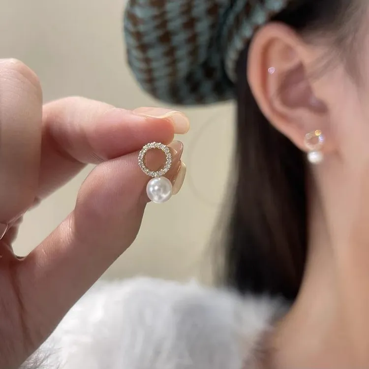 铜合金锆石耳饰 法式高级感耳环圈圈新款潮气质时尚耳钉小众设计