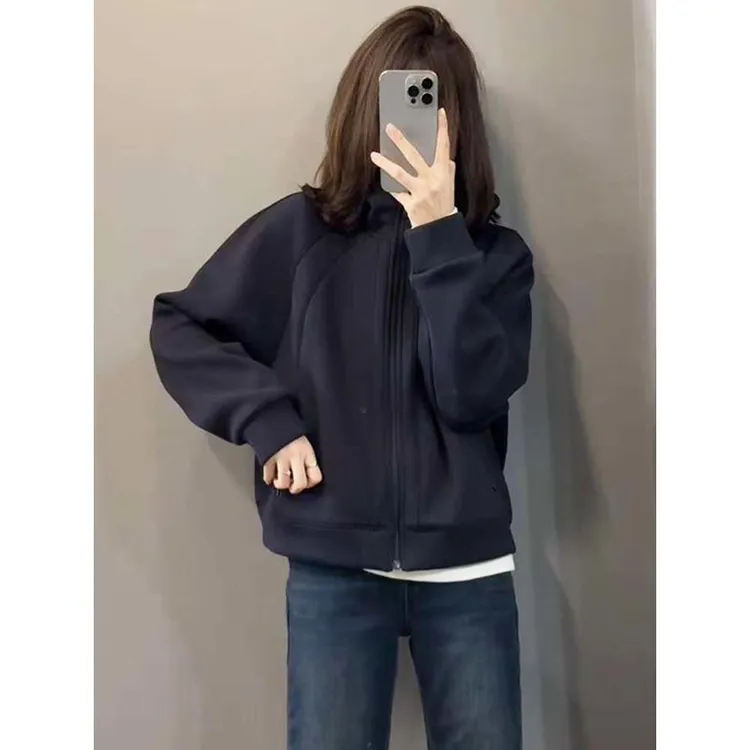 连帽加绒加厚卫衣开衫外套女秋冬今年新款爆款时尚洋气慵懒风上衣