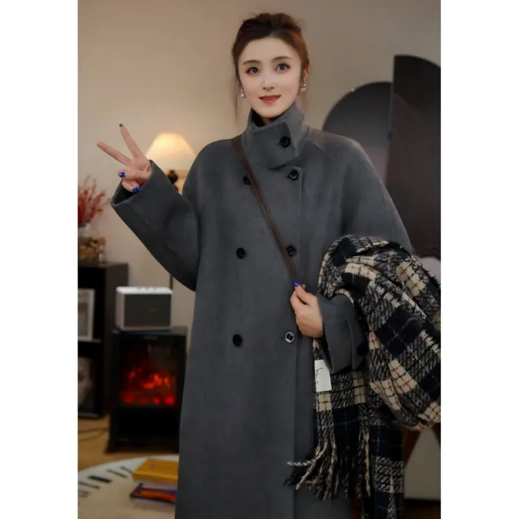 双面羊毛大衣中长款宽松气质百搭高贵韩系慵懒韩系秋冬新款