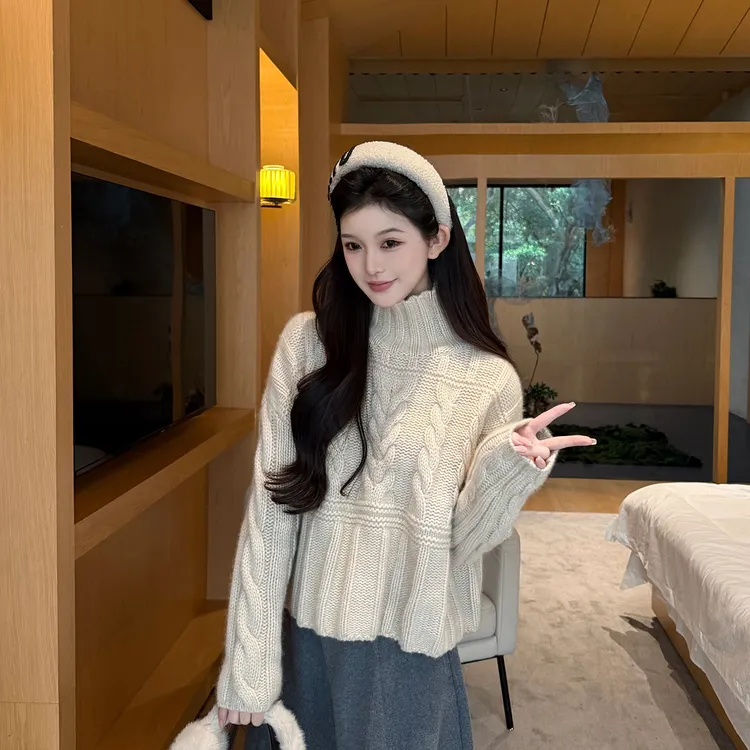 【YANYAN】A半高领麻花毛衣女秋冬长袖针织衫YY-9417