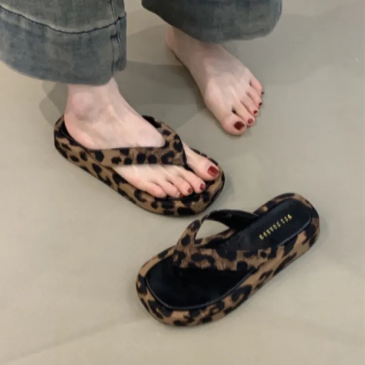 738-88 厚底夹趾人字拖2025年夏季踩屎感增高沙滩配裙子凉拖鞋