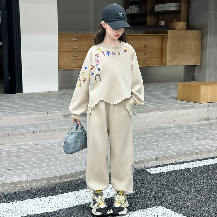 女童秋装套装2025新款洋气儿童运动服中大童女孩春秋季卫衣两件套