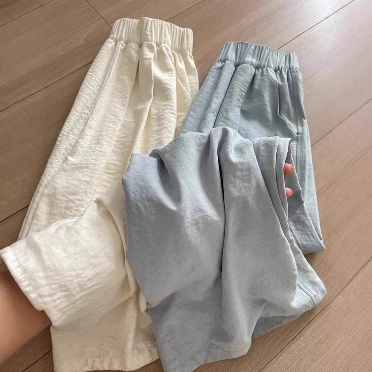 夏季薄款奶芙山本裤女高腰直筒休闲裤大码肌理感垂感宽松慵懒长裤