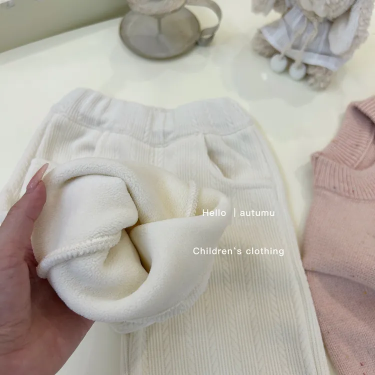 女童一体绒加绒灯芯绒2025秋冬儿童洋气羊羔绒保暖宝宝休闲阔腿裤