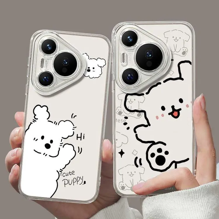 线条小狗适用华为Pura80手机壳P80Pro+新款P80ultra保护套透明