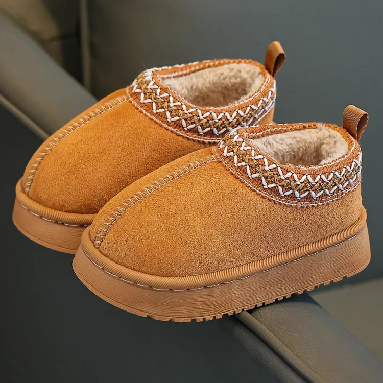 儿童棉鞋秋冬新款款时尚拼接小中大童室内室外加绒保暖厚底防滑
