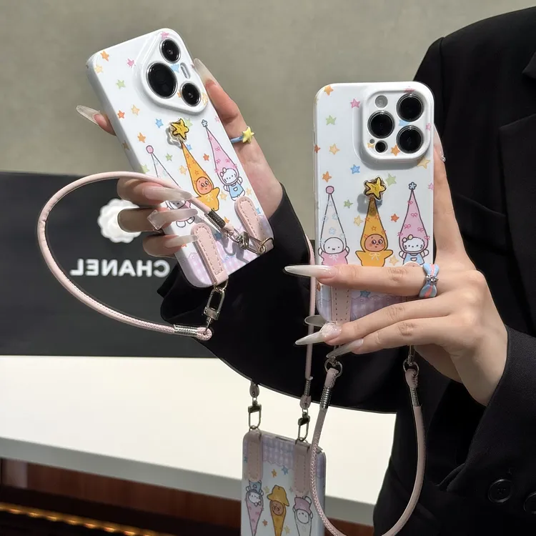 雅天立星星KT米菲兔挂绳适用苹果17手机壳16套华为P70vivoppo小米