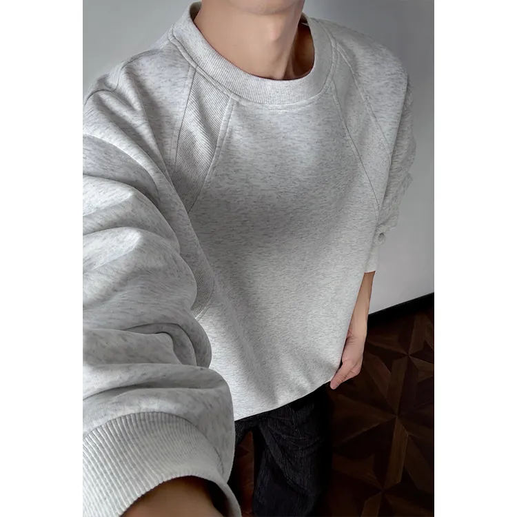 重磅棉美式拼接卫衣男秋季复古宽松cleanfitboxy解构百搭上衣外套