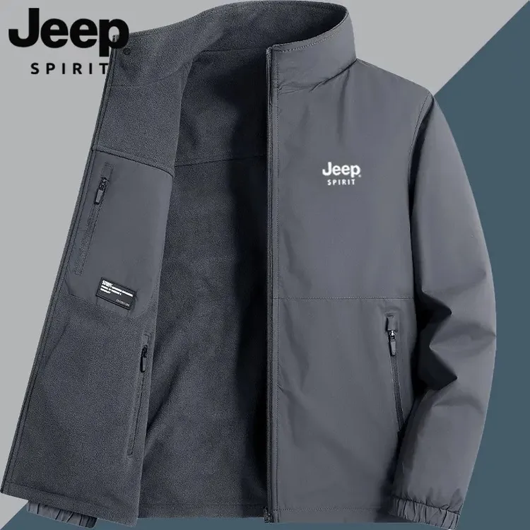 JEEP吉普保暖外套男士秋冬高级感时尚防风立领夹克男休闲衣服外套