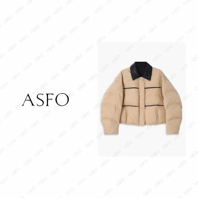 【AS小切糕】25新定制撞色拼皮休闲90新国标白鹅绒服AS25DYRF05035